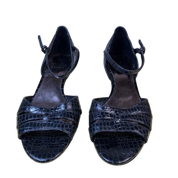 Circa Joan & David Black Snakeskin Wedge Sandals Size 7 - Picture 3 of 9